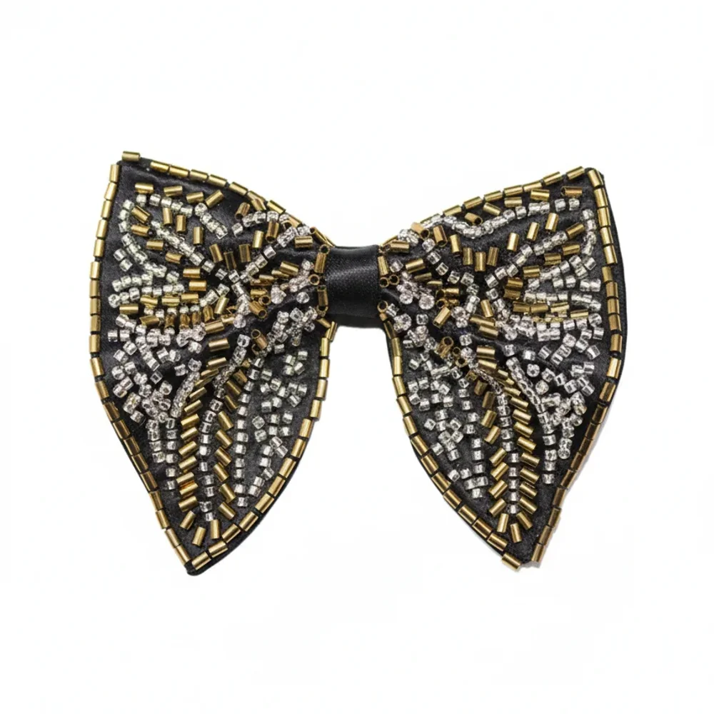 Hand-Embroidered Butterfly Bow Tie - Textiles & Apparel by G M Apparels