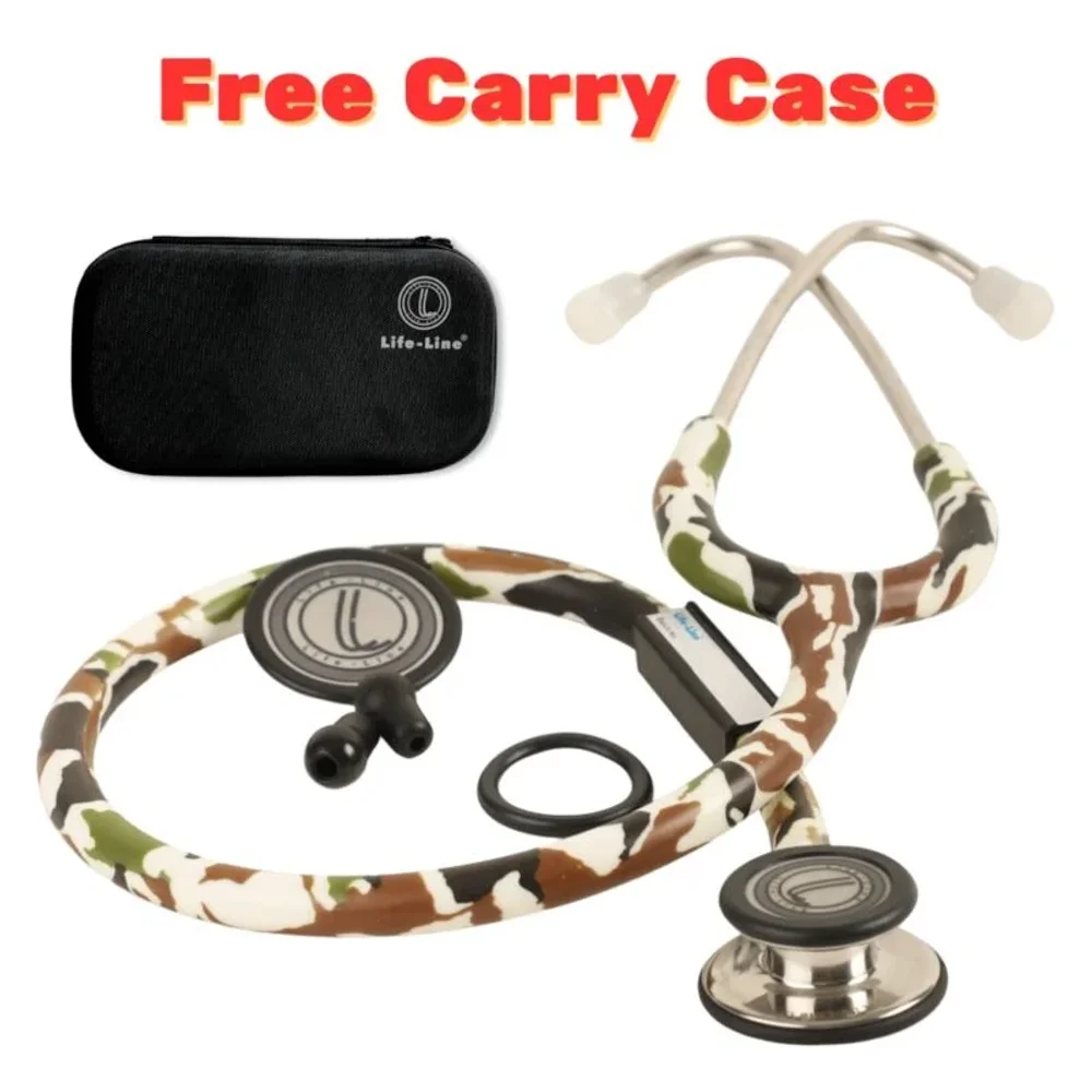LIFE LINE RANGER II SS Stethoscope, Dual Side Diaphragm, Green Camo, Stainless Steel - Healthcare & Medical by Accurate Surgicals