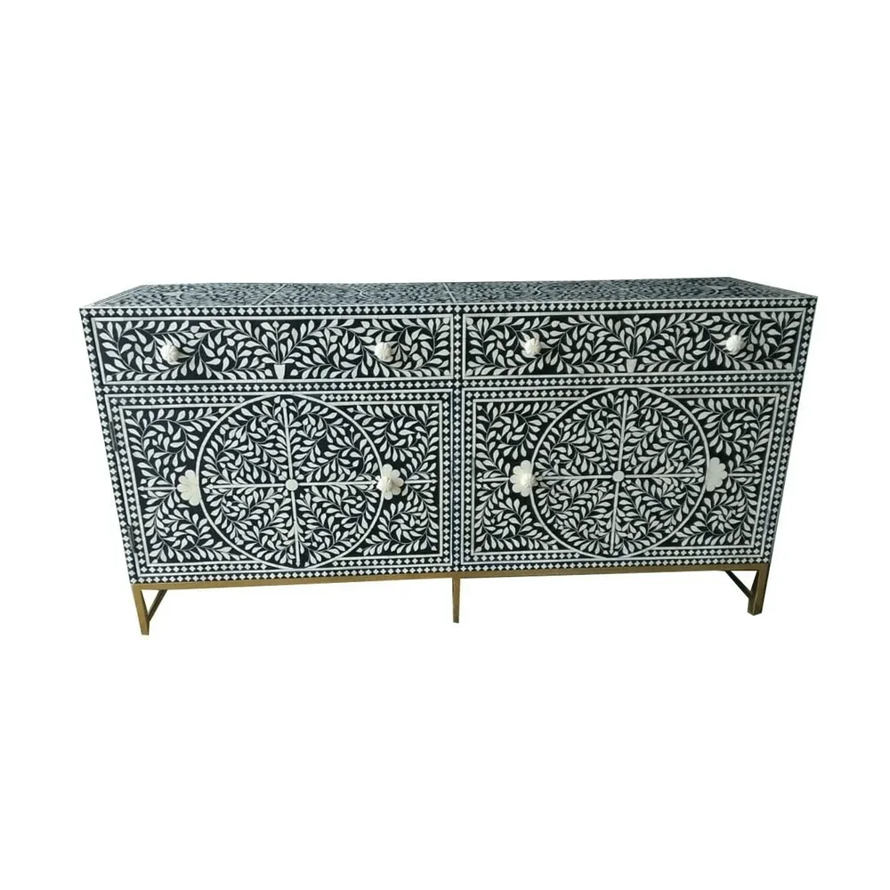 Bone Inlay Chest of Drawers with Cabinets - Furniture & Interiors by Razvi Exports