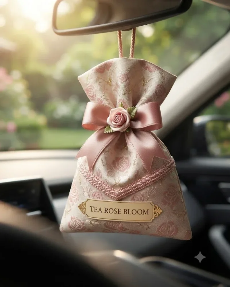 Tea Rose Geranium Floral Hanging Pouch Sachet - Home & Kitchen by Brigis Herbal Products
