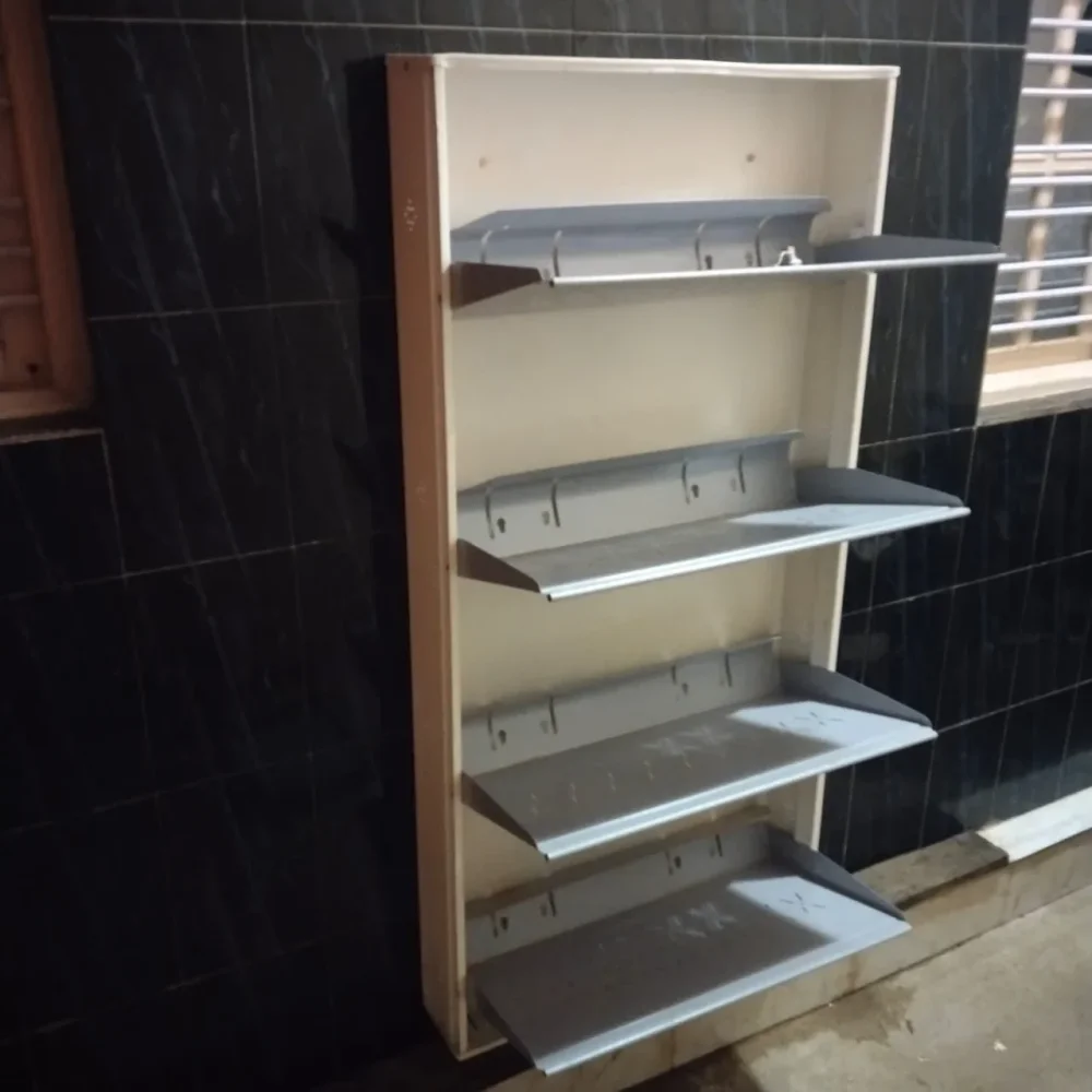 Wall-Mounted Metal Shoe Rack with 4 Shelves and Door - Furniture & Interiors by Blinkfirst