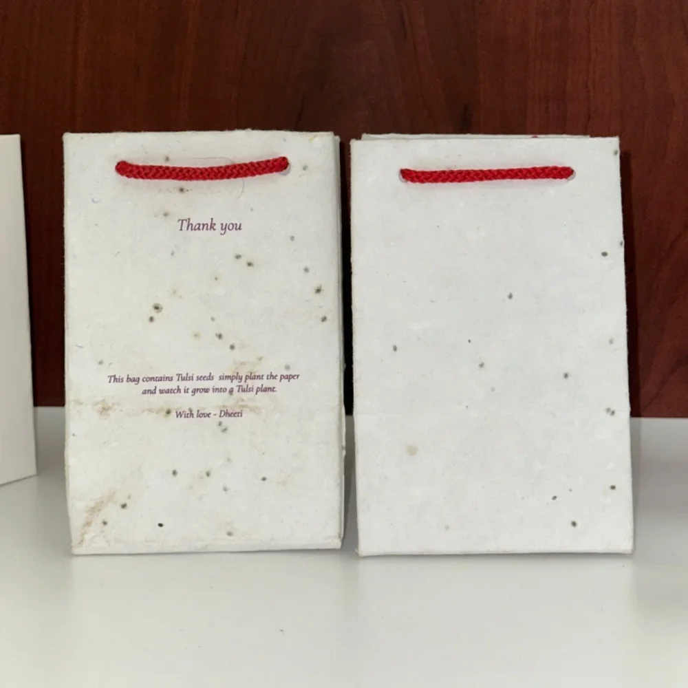 Plantable Seed Paper Shopping Bag with Cotton Handles - Packaging & Printing by Hindustan Handmade Paper Products