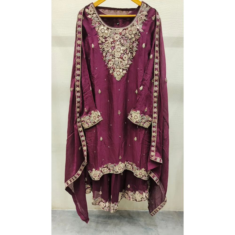 Chiffon Embroidered Gharara Suit - Textiles & Apparel by Ayzel Pvt. Ltd.