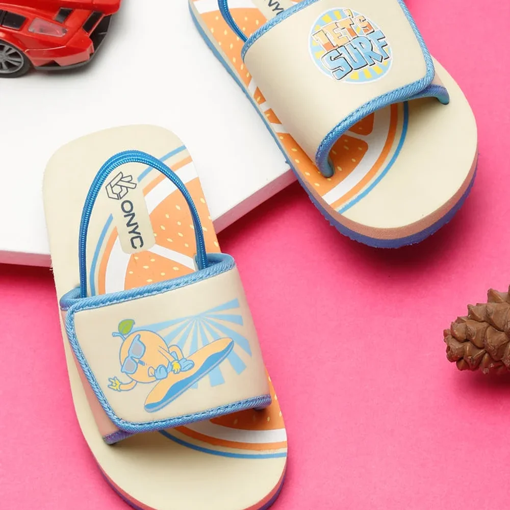 ONYC Beige Surfing Slippers for Kids - Footwear, Bags & Leather Goods by Parmar Brothers