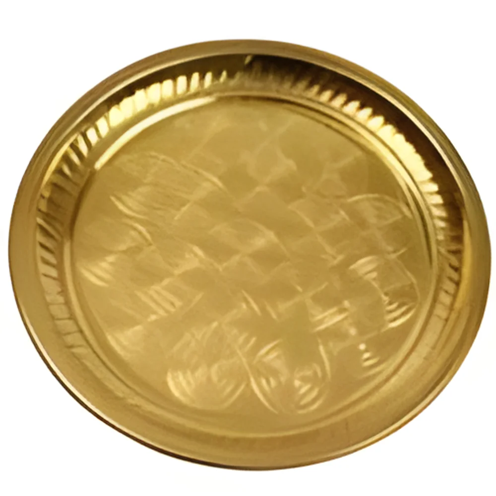Golden Brass Pooja Thali - Handicrafts & Gifts by Arts Impex