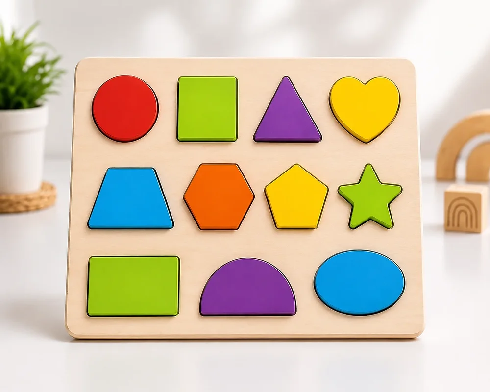 Wooden Shapes Learning Board for Kids - Sports, Toys & Games by Vishva Guru Traders