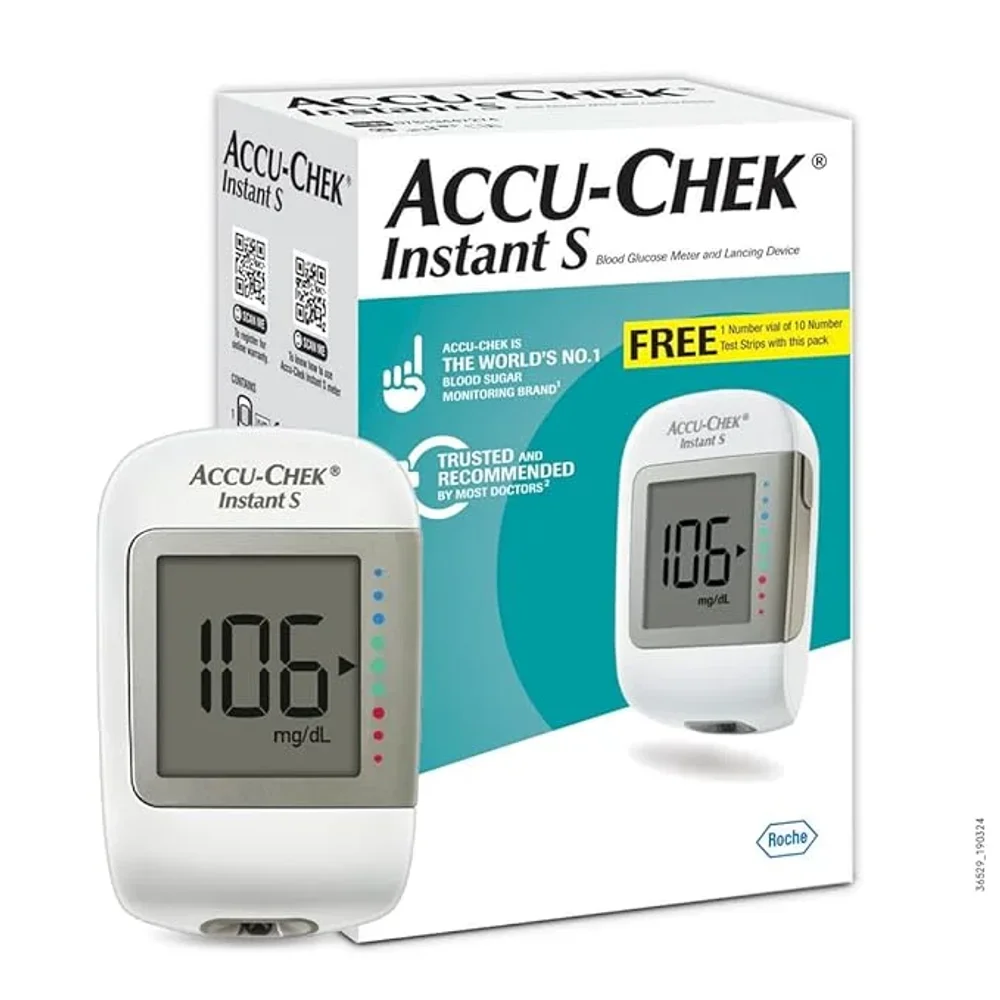 Accu-Chek Instant S Glucometer Kit with 10 Strips and Lancets - Healthcare & Medical by Accurate Surgicals