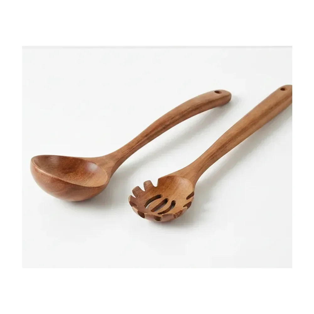 Acacia Wood Soup Ladle and Serving Spoon Set - Home & Kitchen by Razvi Exports