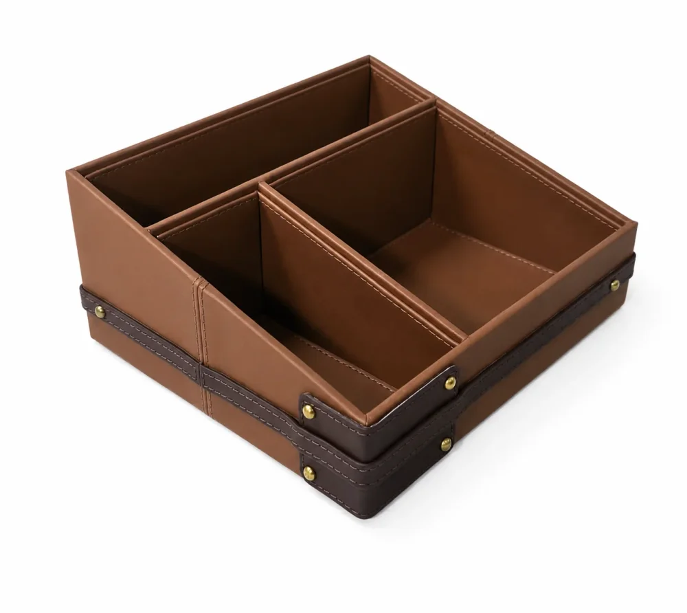 Leather Tabletop Desk Organiser Set - Home & Kitchen by SB Leather & Home Furnishing LLP