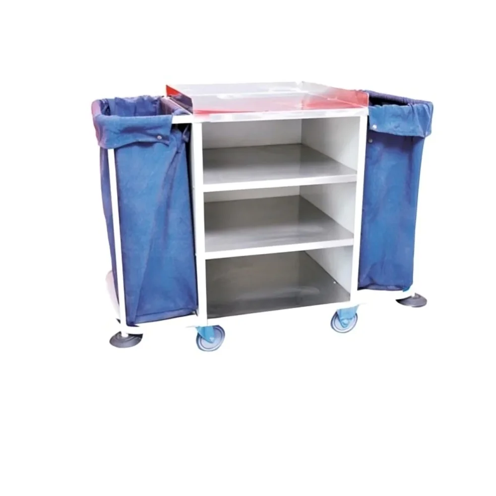 Stainless Steel Housekeeping Trolley with Lockable Wheels - Industrial Supplies & Tools by Medicom International
