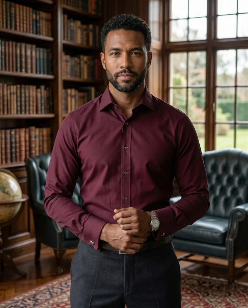 Men's Wine Color Formal Cotton Blend Regular Fit Shirt - Textiles & Apparel by G M Apparels