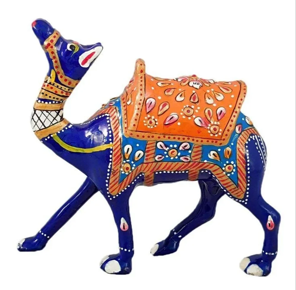 Metal Meenakari Printed Animal Figurines, 10 Inch Height - Home & Kitchen by Lav Craft