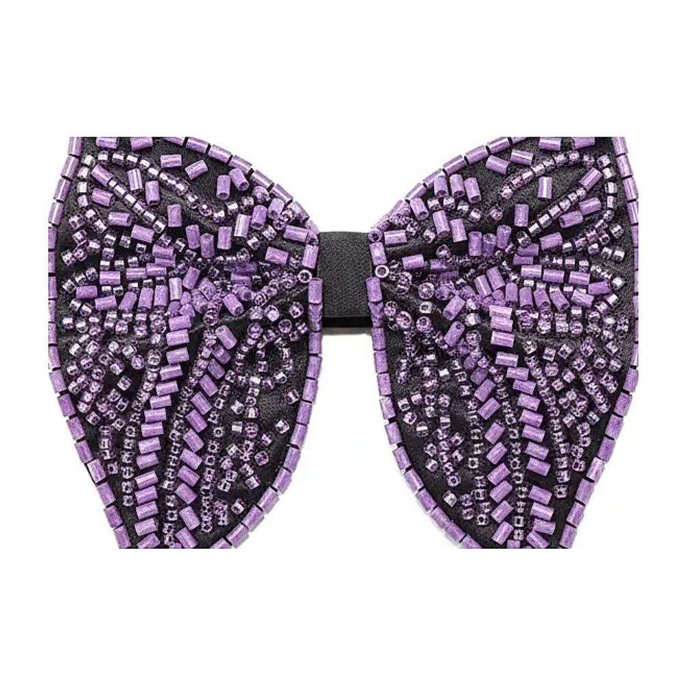 Lavender Purple Beaded Butterfly Bow Tie - Textiles & Apparel by G M Apparels