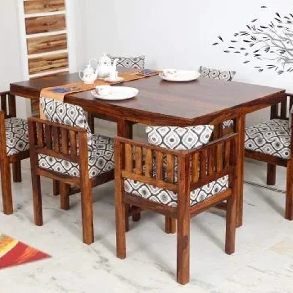 6 Seater Teak Wood Dining Set - Furniture & Interiors by Shri Hari Holding