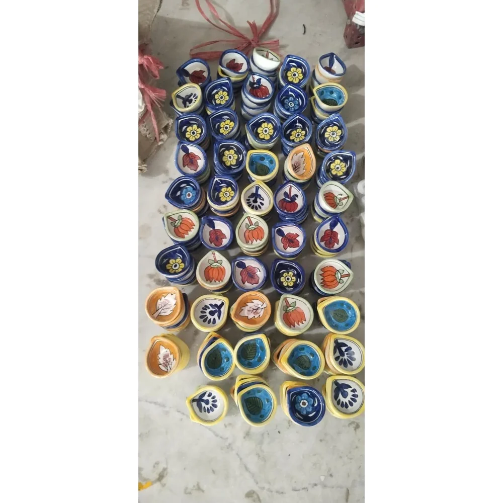 Ceramic Blue Pottery Diyas - Home & Kitchen by Kapishreshth Traders
