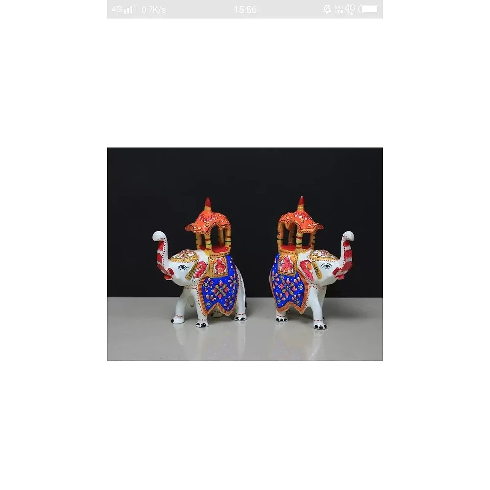 Handmade Metal Elephant Statue, Whati Color - Home & Kitchen by Lav Craft
