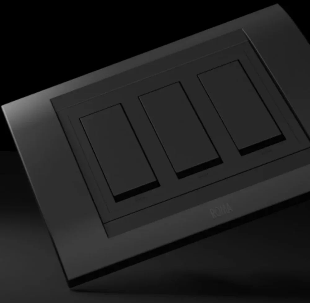 Anchor Roma Classic 6A 3 Module 1 Way Polycarbonate Black Modular Switch - Electronics & Electrical by Shravan Industrial Solutions