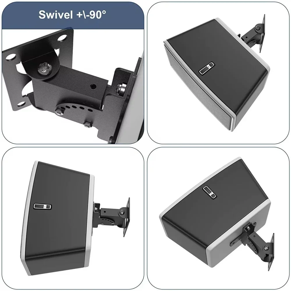 Mild Steel Speaker Wall Mount Bracket, Black, Pair Set - Metals & Alloys by Audiovan Tech Mumbai