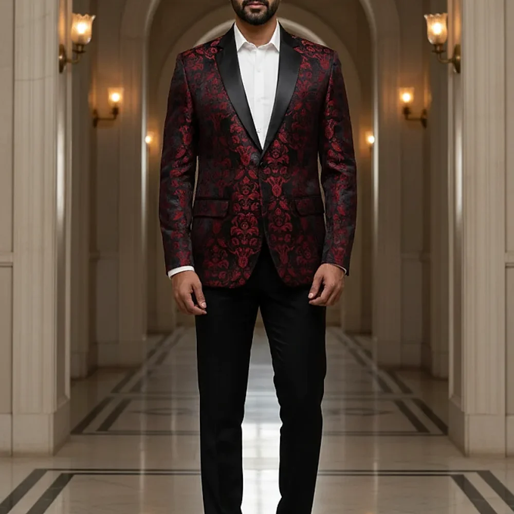 Jacquard Floral Slim Fit Tuxedo Blazer - Textiles & Apparel by G M Apparels