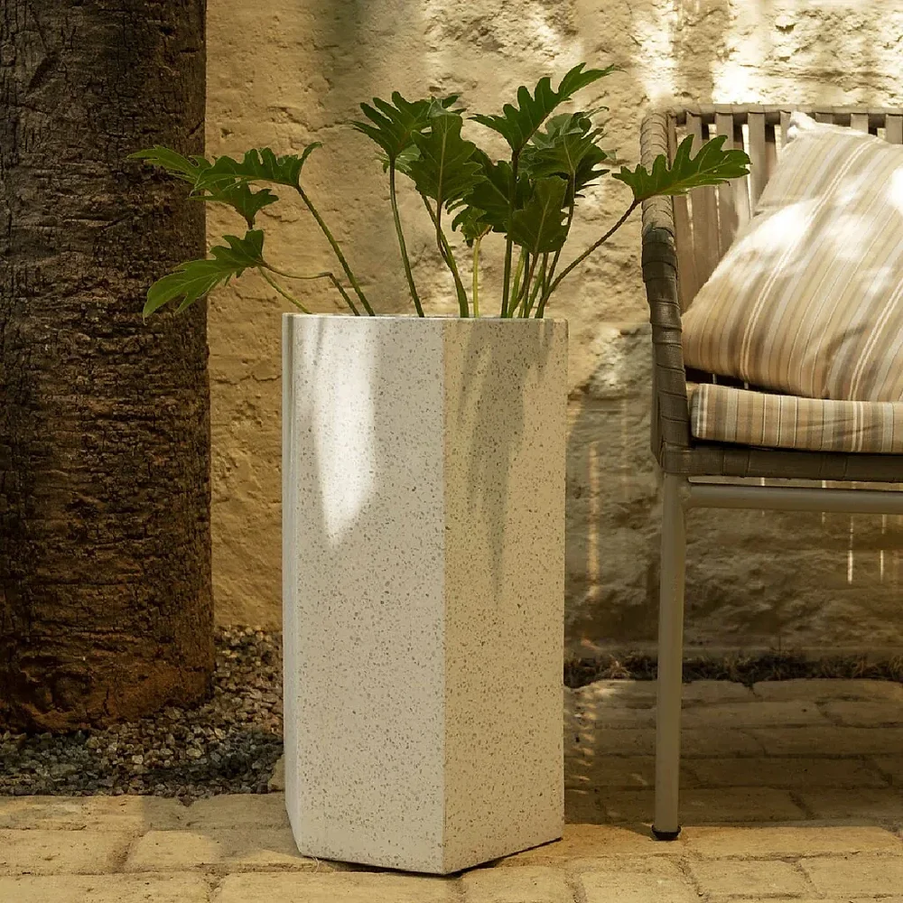 Geometric White Textured Planter - Home & Kitchen by Wooden Owl Design Pvt. Ltd.