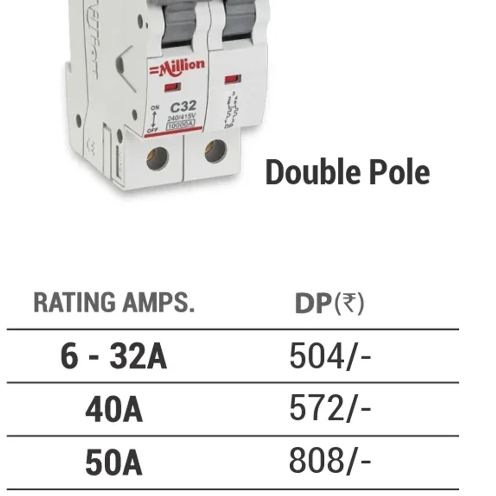 Double Pole MCB - Electronics & Electrical by Ayaan Enterprises