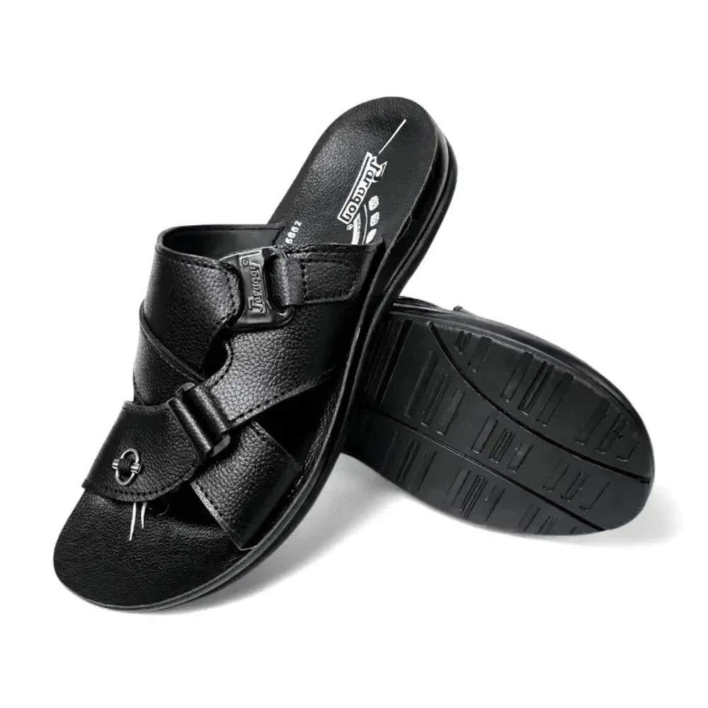 Paragon Black Men's Chappal Size 7 - Footwear, Bags & Leather Goods by Suman Enterprises