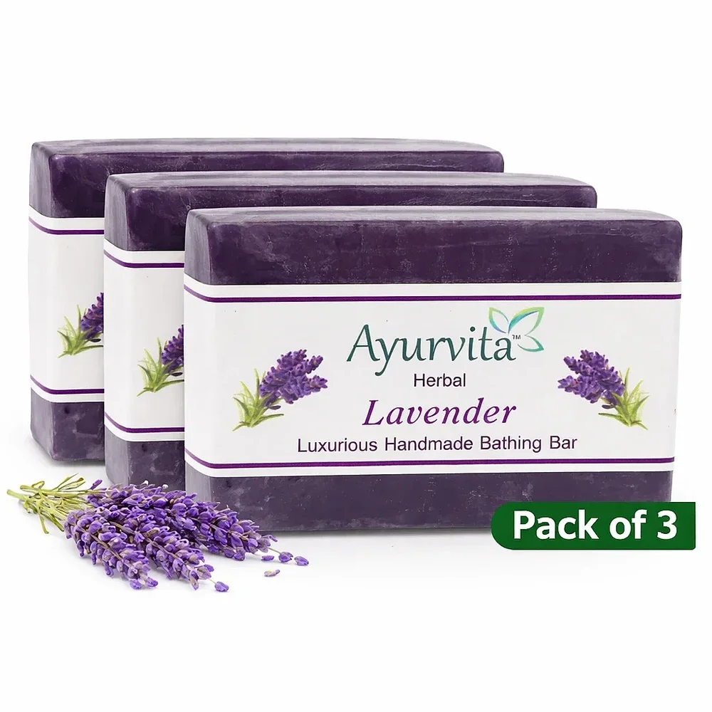 Herbal Handmade Lavender Bath Soap Bar 125gm - Beauty & Personal Care by Ayurvita Life Pvt. Ltd.