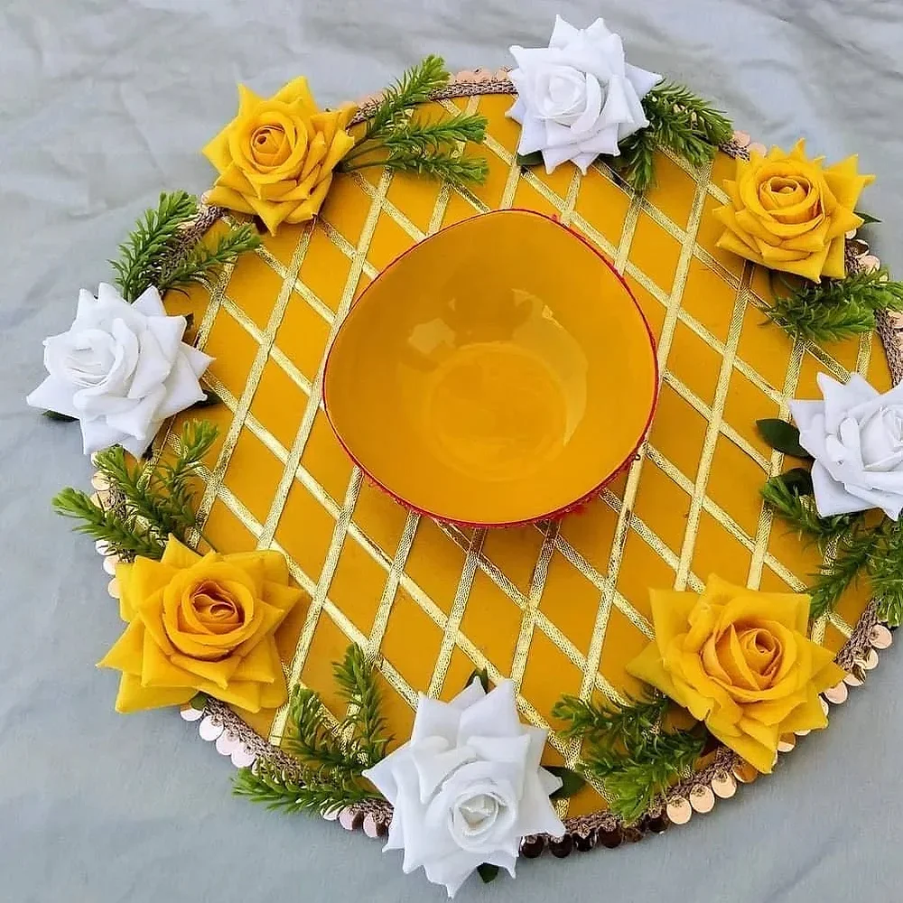Wooden Haldi Ceremony Platter - Home & Kitchen by Kapishreshth Traders