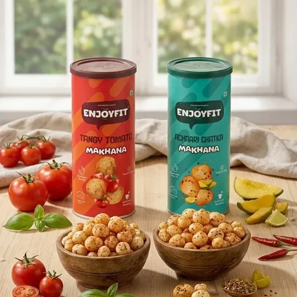 ENJOYFIT Roasted Makhana Snacks - Tangy Tomato & Achari Chatka - Food & Agriculture by Mukesh Trading Co.
