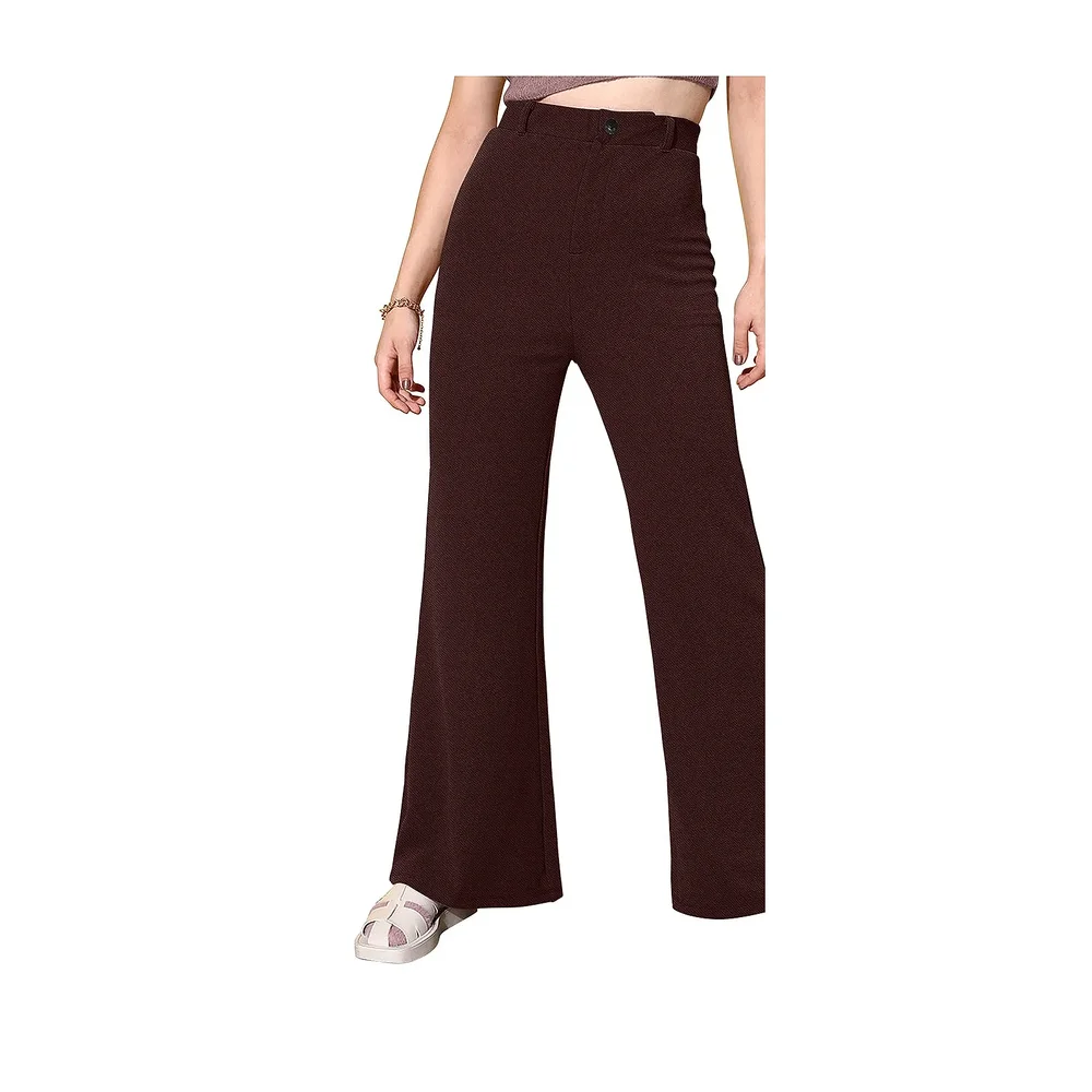 Women's Coffee Trousers (M) - Textiles & Apparel by Cara Exim