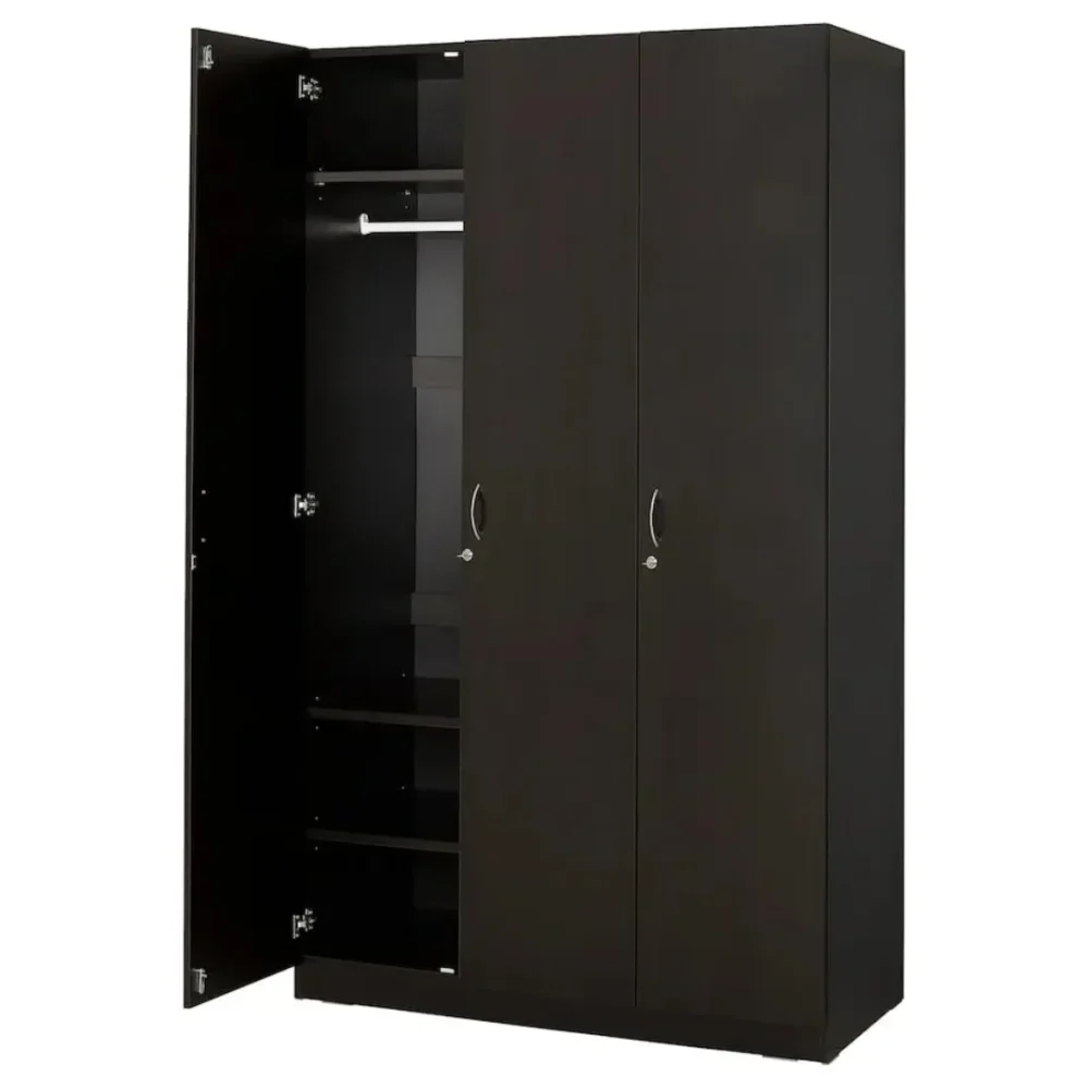 NODELAND Wood Wardrobe with 3 Doors, Black-Brown - Furniture & Interiors by Upcycle Furnishing India