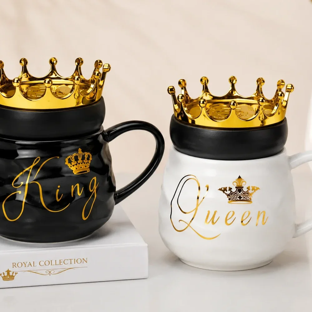 Ceramic King & Queen Couple Mug Set - Home & Kitchen by Zakaria Stationary
