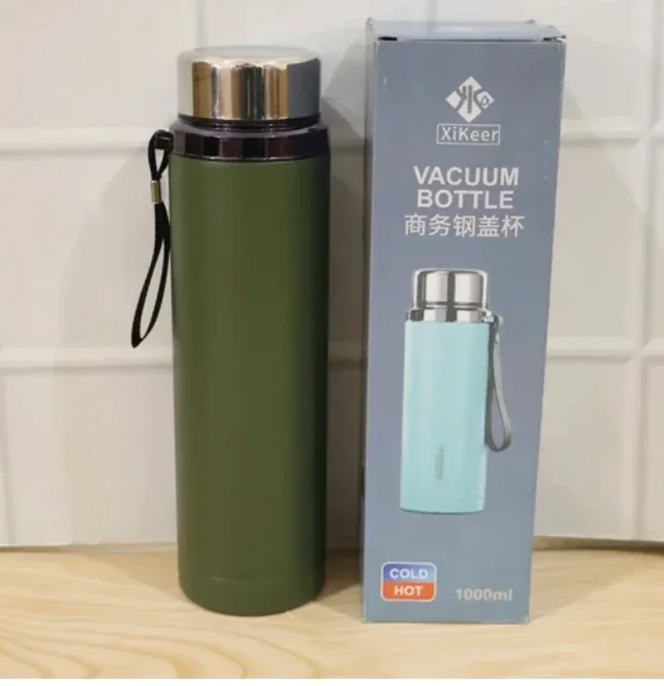 1000ml Steel Double Wall Vacuum Flask with Cup Lid - Home & Kitchen by SK E-Commerce