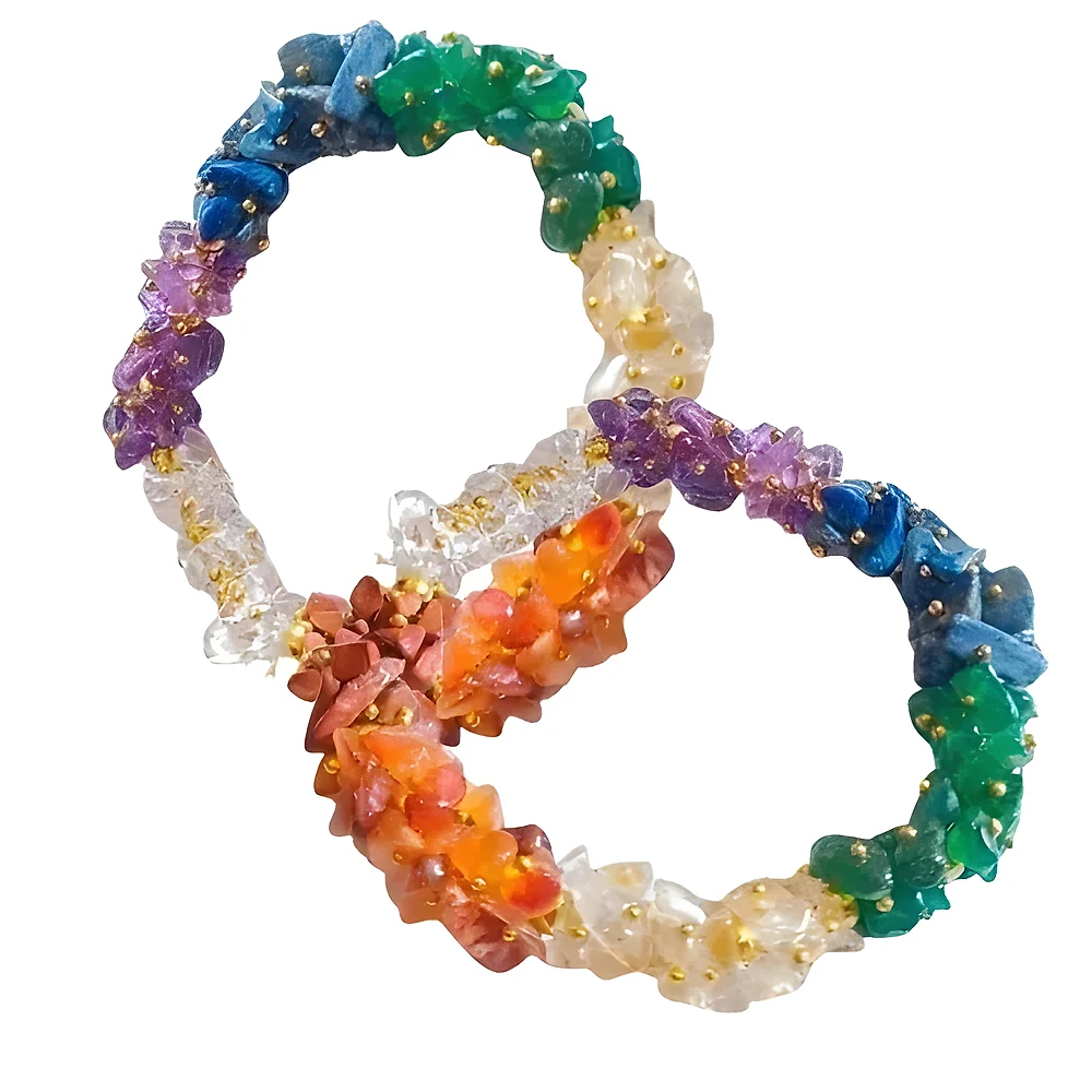 6mm Polished Stone Chip Elastic Bracelet - Gems & Jewelry by Sarah Agate