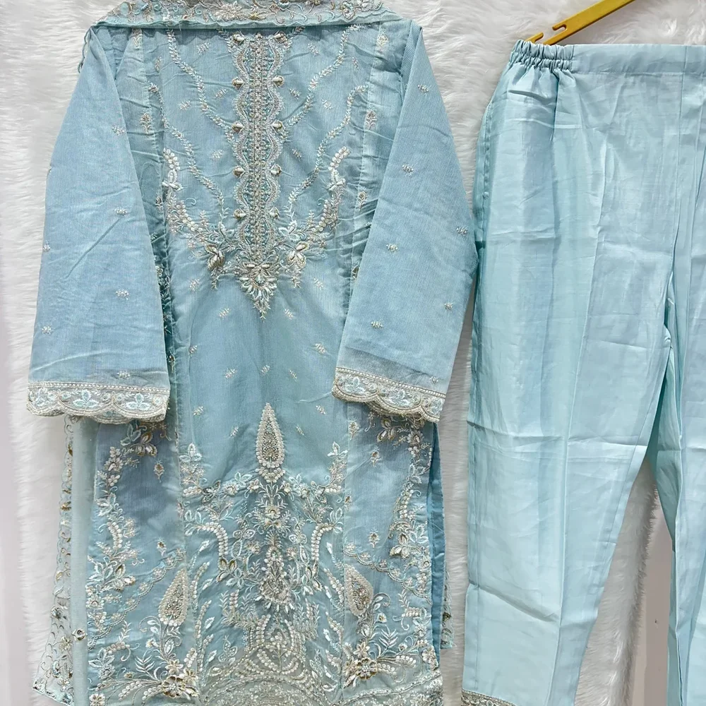 Embroidered Silk Kurta Set Material - Textiles & Apparel by Ayzel Pvt. Ltd.