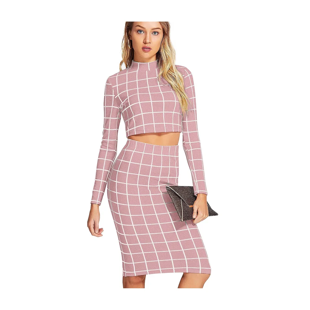 Pink Checkered Top and Skirt Set (XL) - Textiles & Apparel by Cara Exim