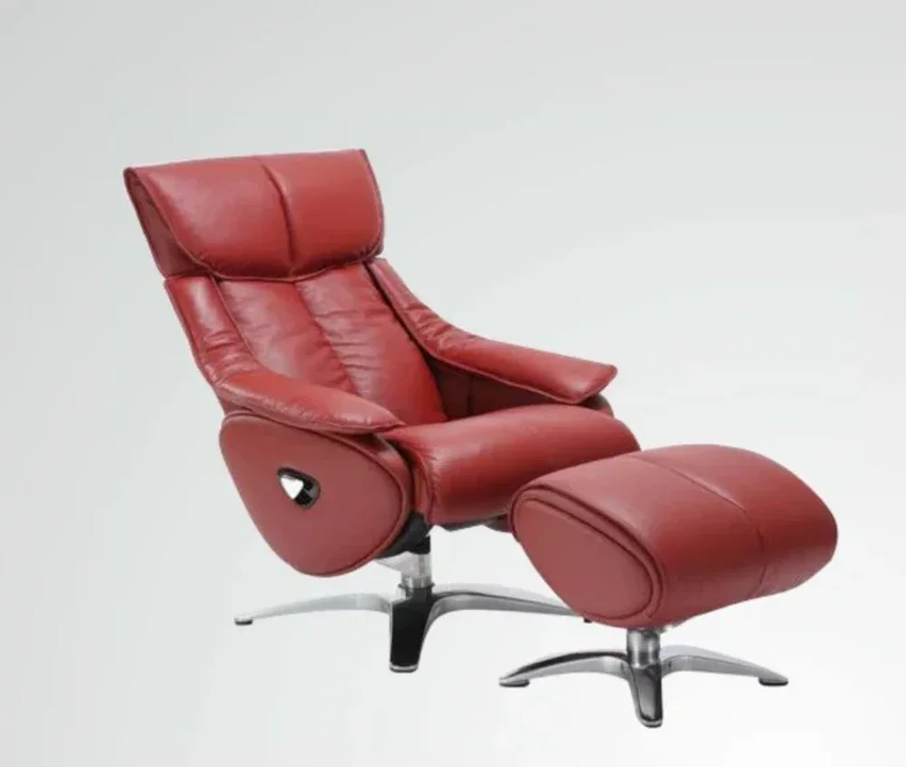Modern Red Leather Recliner with Ottoman Set - Furniture & Interiors by Furniture Hub