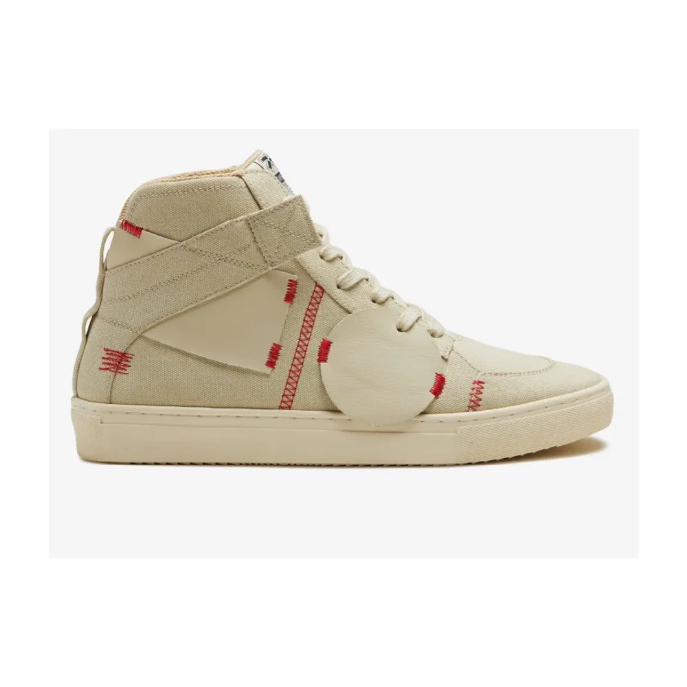 Beige Canvas High-Top Sneaker - Footwear, Bags & Leather Goods by Disruptive Fashion Pvt. Ltd.