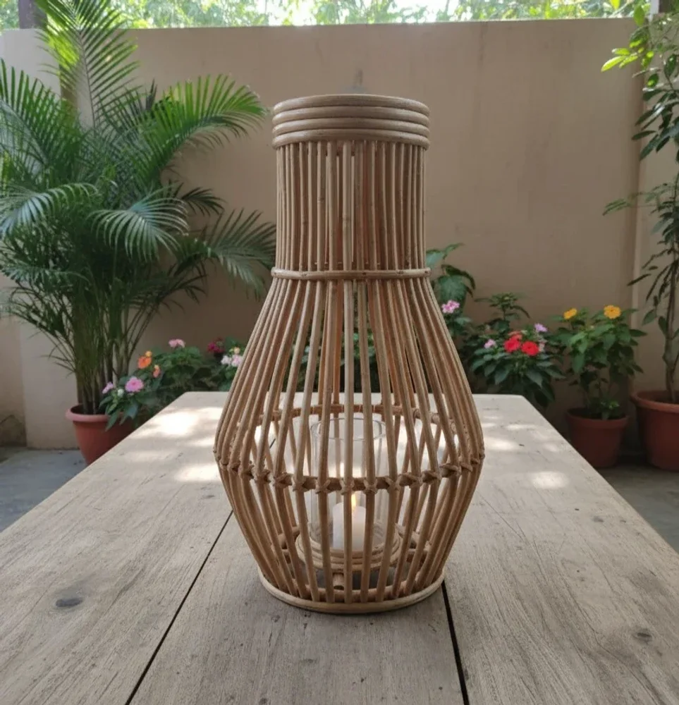 Rattan Candle Lantern for Indoor Outdoor Decor - Home & Kitchen by SK Handicrafts