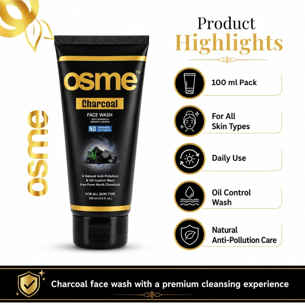 Osme Charcoal Vitamin E Face Wash - Beauty & Personal Care by Sherwell Biotech