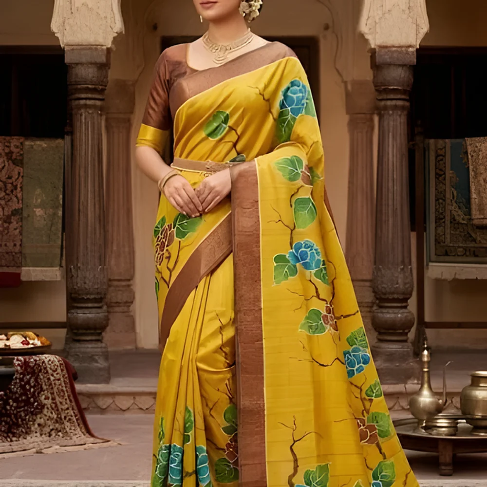 Mustard & Bronze Pure Tassar Silk Saree - Textiles & Apparel by Legion Fashion Pvt. Ltd.