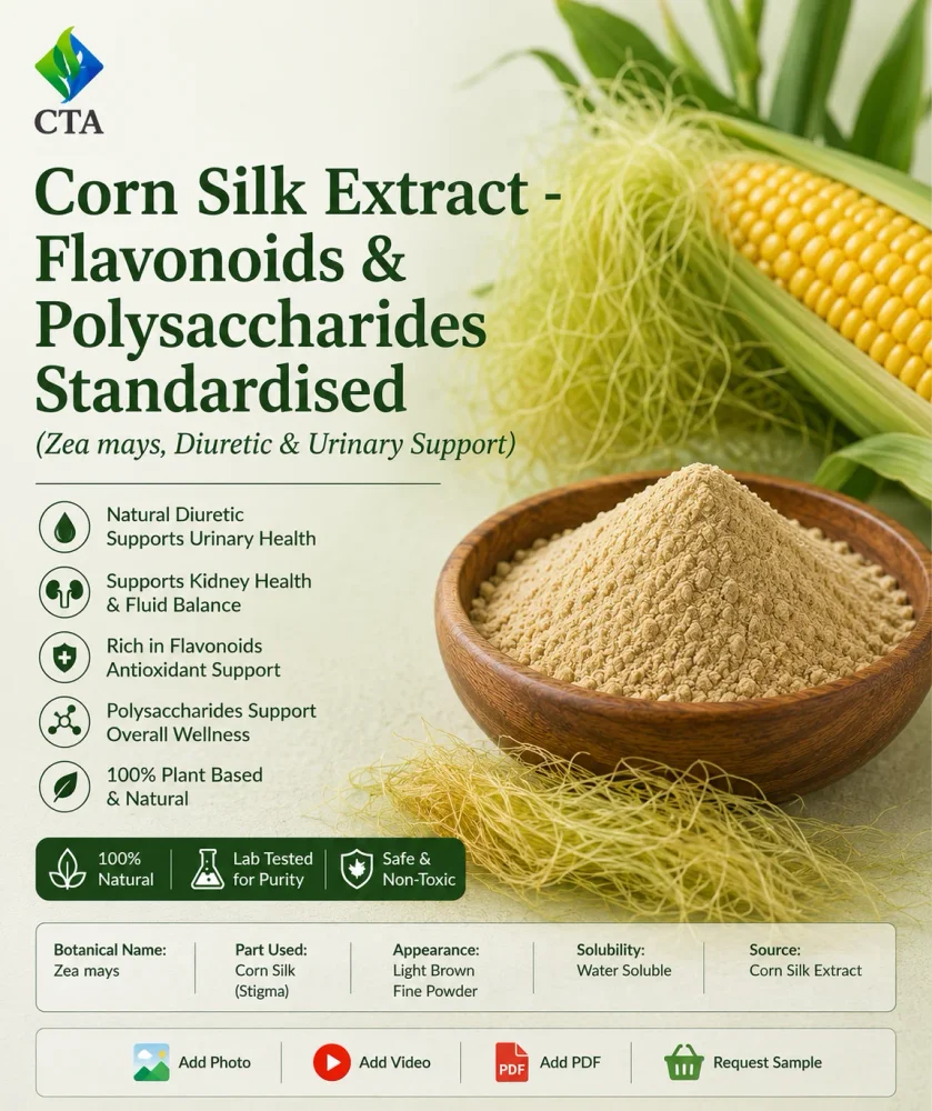 Corn Silk Extract Powder (Zea Mays) - Flavonoids & Polysaccharides - Food & Agriculture by Central Trade Agency Pvt. Ltd.