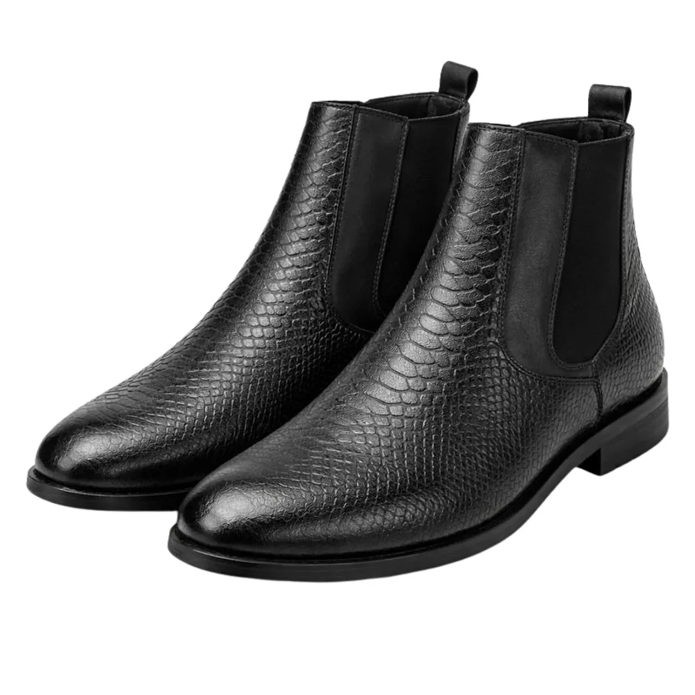 ORPERS Men's Black Reptile-Embossed Leather Chelsea Boots - Footwear, Bags & Leather Goods by Axus Align
