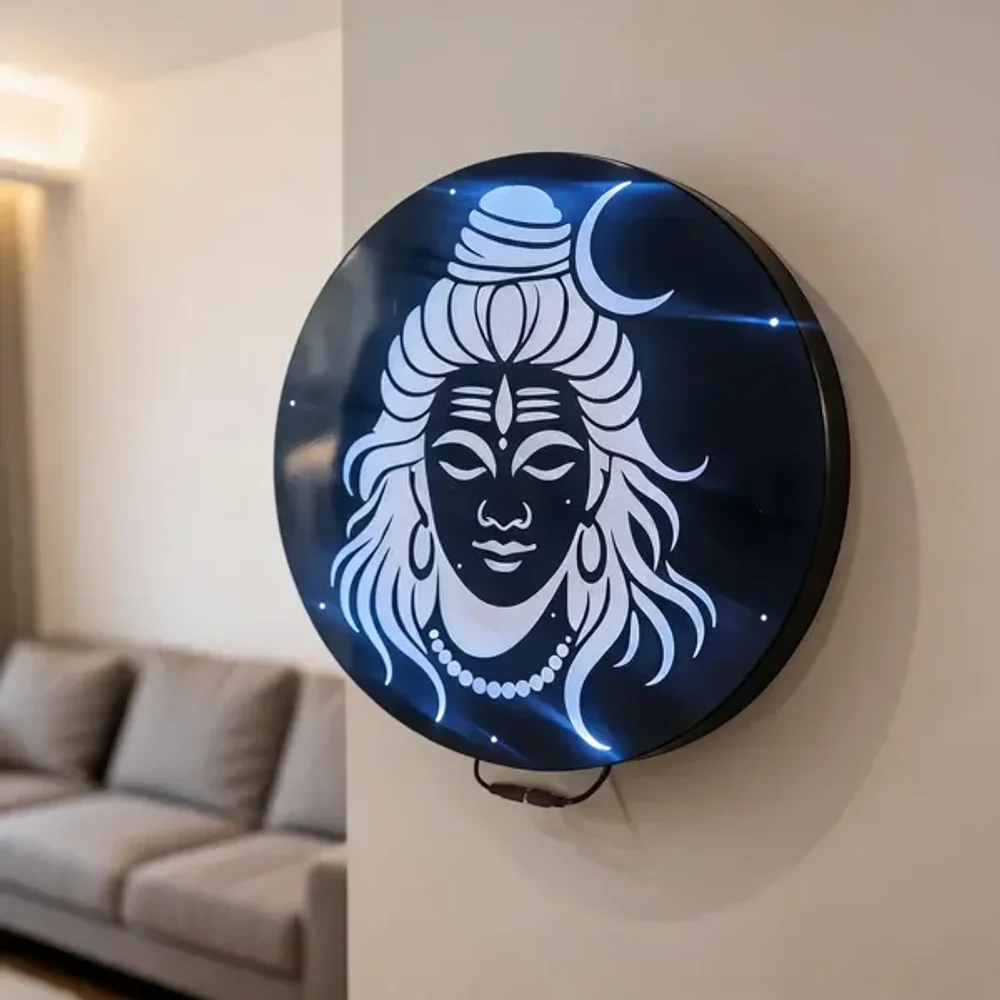 ONUR DECORS Metal Devotional Shiva Round LED Wall Light - Handicrafts & Gifts by Golden Engg Works