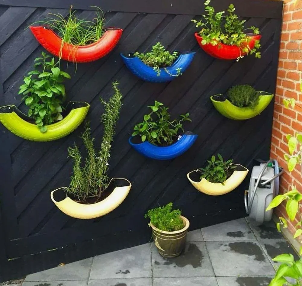 Customised Outdoor Tyre Planters - Construction & Building Materials by Upcycle Furnishing India