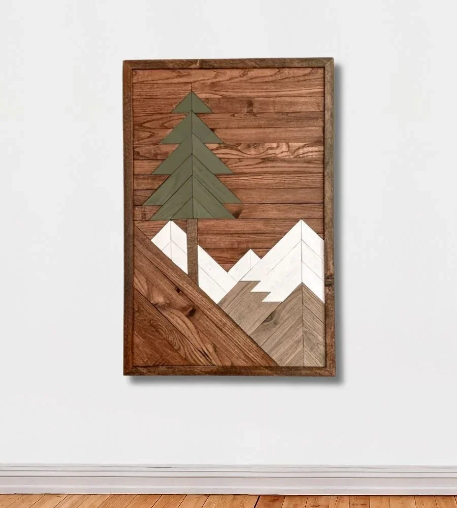 Brown Hardwood Wall Panel with Nature Landscape Art - Handicrafts & Gifts by Razvi Exports