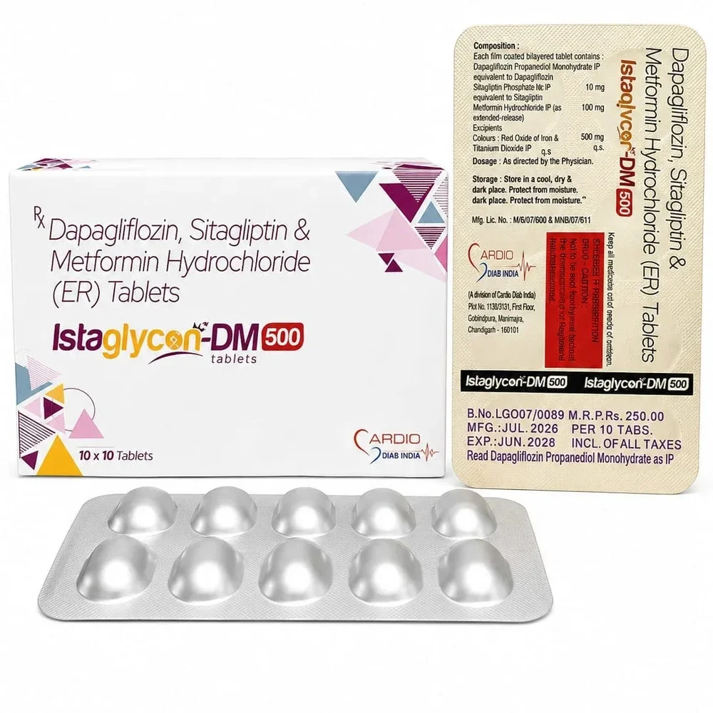 Dapagliflozin 10mg Sitagliptin 100mg Metformin 500mg Film-Coated Tablets - Healthcare & Medical by Prector Lifesciences