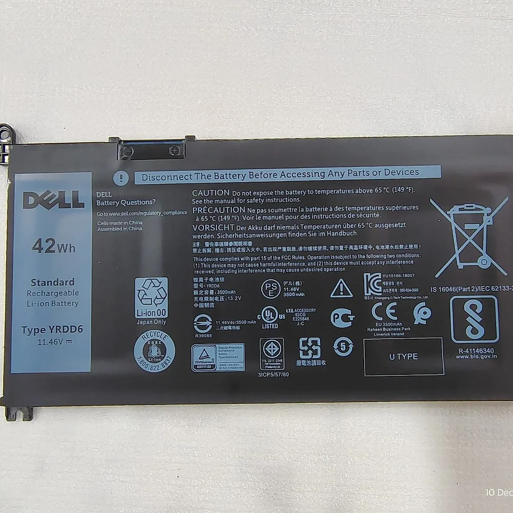Dell YRDD6 42 Wh Laptop Battery - Electronics & Electrical by Kingfast Technologies