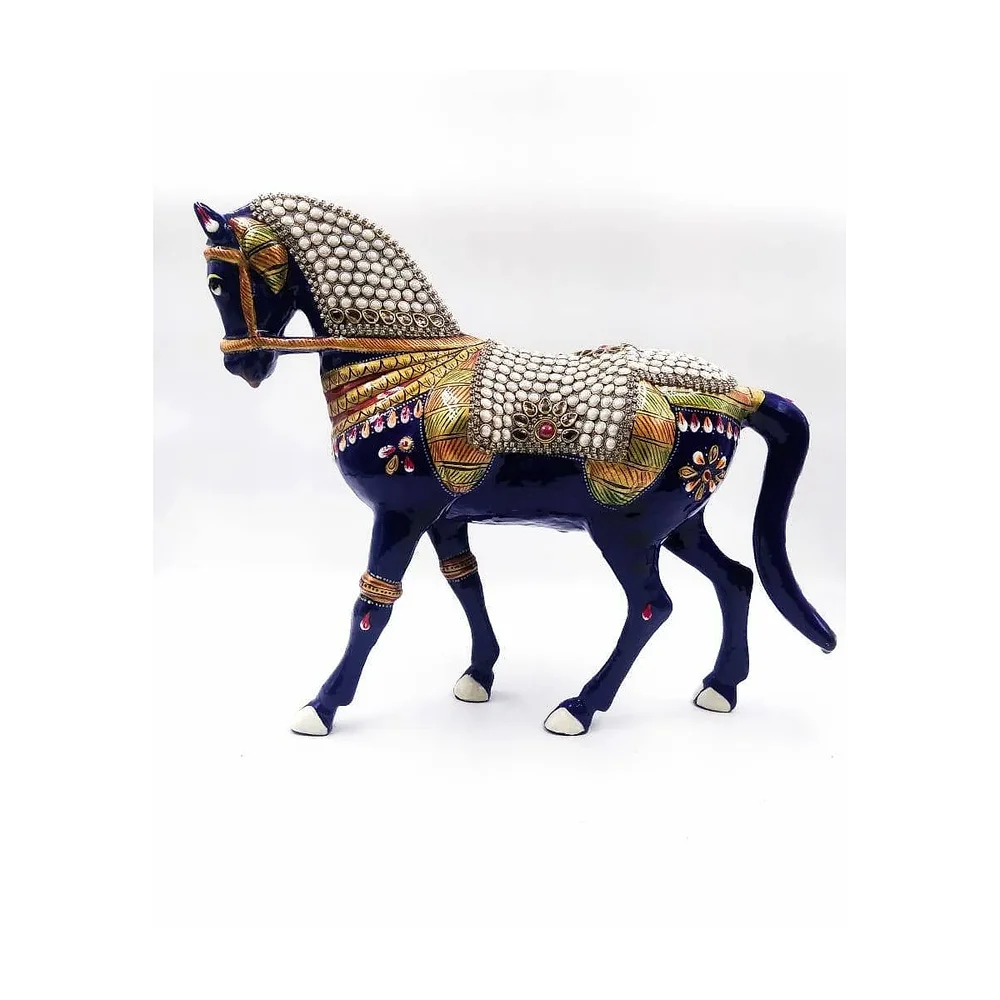 Blue Metal Horse Figurine for Interior Decor - Home & Kitchen by Lav Craft