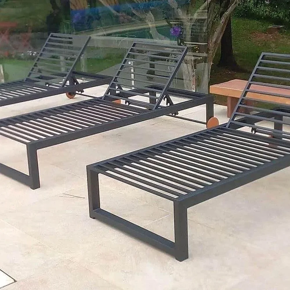 Mild Steel Poolside Lounge Chair with Adjustable Table - Furniture & Interiors by Upcycle Furnishing India
